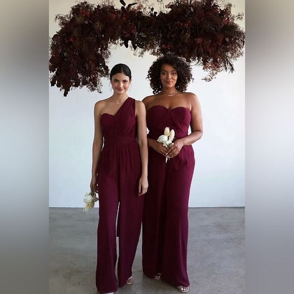 SOLD Birdy Grey Gigi Convertible Black Chiffon Bridesmaid Jumpsuit Size Medium - Picture 4 of 16